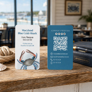 Connect With Us QR Code Blue Crab Coastal Sea Business Card