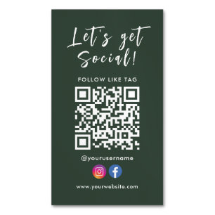Connect With Us Qr Code Facebook Instagram Magnetic Business Card