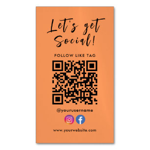 Connect With Us Qr Code Facebook Instagram Magnetic Business Card