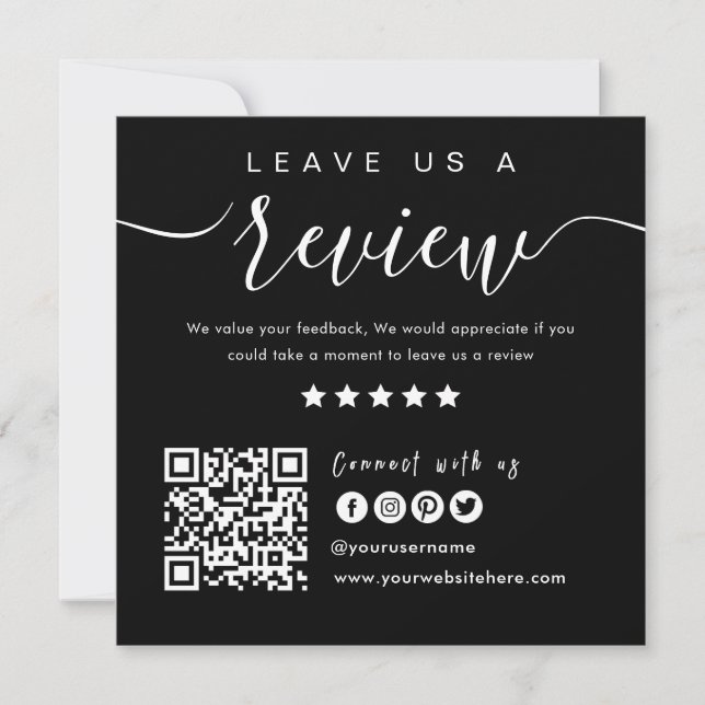 Connect With Us QR Code | Leave Us A Review Modern Invitation (Front)