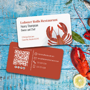 Connect With Us QR Code Lobster Coastal Sea Business Card
