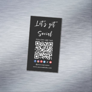 Connect With Us Qr Code Professional Black Magnetic Business Card