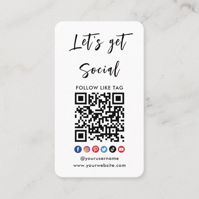 Connect With Us Qr Code Professional White Business Card (Front)