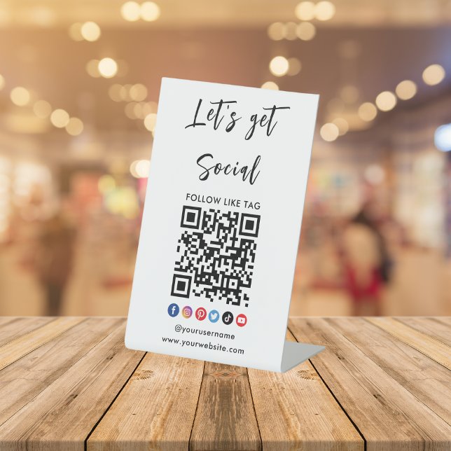 Connect With Us Qr Code Professional White Pedestal Sign (Creator Uploaded)