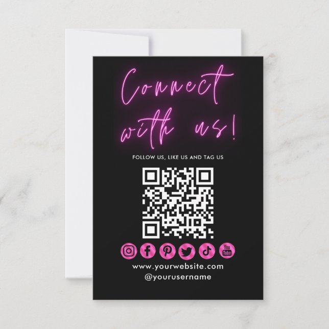 Connect With Us QR Code Social Media Business Card (Front)