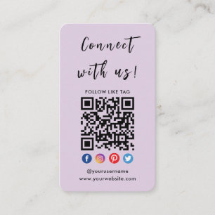 Connect With Us Qr Code Social Media Modern Purple Business Card