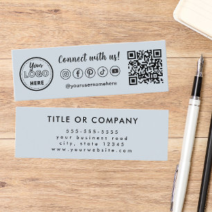 Connect With Us Qr Code Trendy Social Media Logo Mini Business Card