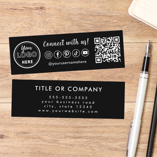 Connect With Us Qr Code Trendy Social Media Logo Mini Business Card (Creator Uploaded)