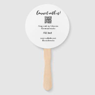 Connect with us scan QR code add website email Hand Fan
