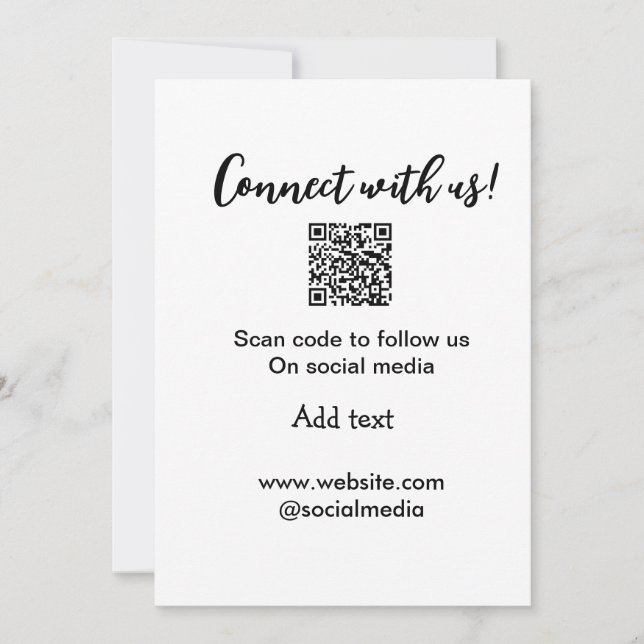 Connect with us scan QR code add website email  Invitation (Front)