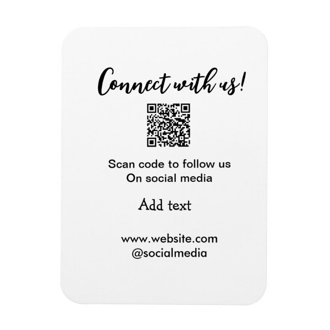 Connect with us scan QR code add website email  Magnet (Vertical)