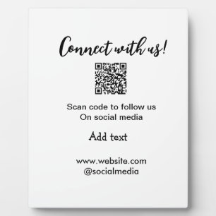 Connect with us scan QR code add website email Plaque