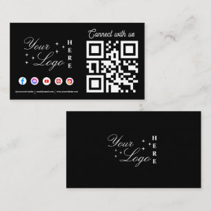 Connect with us social media black QR Code Business Card