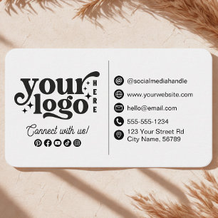 Connect With Us Social Media Contact Info White Business Card