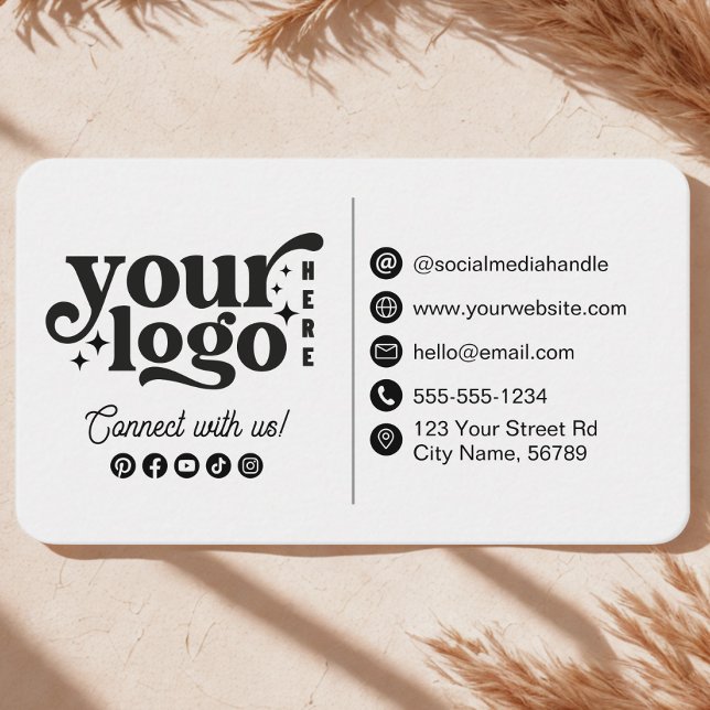 Connect With Us Social Media Contact Info White Business Card (Looking for a modern way to connect professionally? This white business card features stylish social)