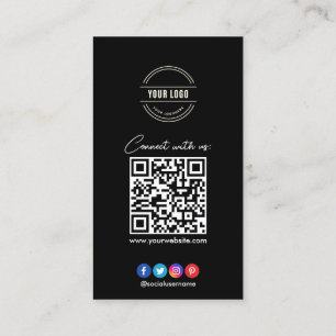 Connect with us Social Media QR Code Black Busin Business Card