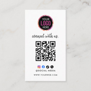 Connect with us   Social Media QR Code Black Business Card