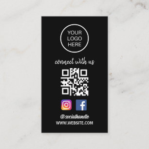 Connect with us Social Media QR Code Black Business Card