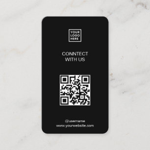Connect with us Social Media QR Code Black Business Card