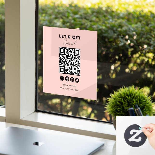 Connect With Us Social Media QR Code Blush Pink (Office)