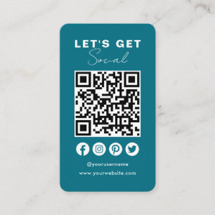Connect With Us Social Media QR Code Classic Blue Business Card