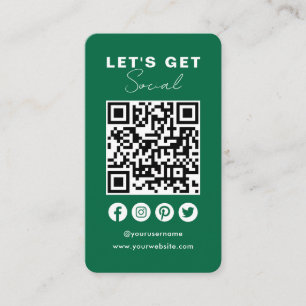 Connect With Us Social Media QR Code Classic Green Business Card