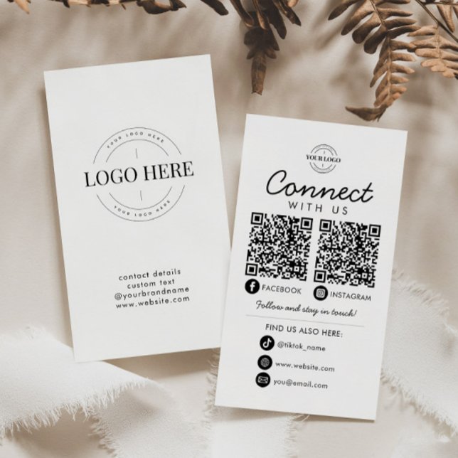 Connect with Us Social Media QR Code Company Logo Business Card (Creator Uploaded)