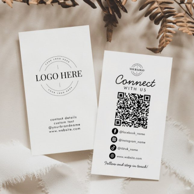 Connect with Us Social Media QR Code Company Logo Business Card (Creator Uploaded)