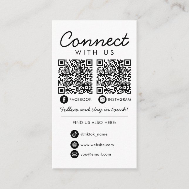 Connect with Us Social Media QR Code Company Logo Enclosure Card (Front)