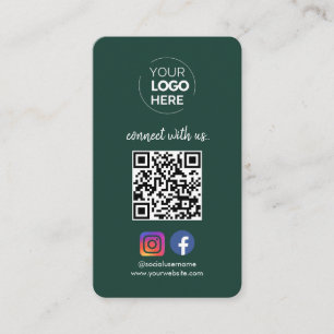 Connect with us Social Media QR Code Emerald Business Card