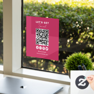 Connect With Us Social Media QR Code Hot Pink