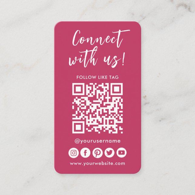 Connect With Us Social Media QR Code Logo Business Card (Front)