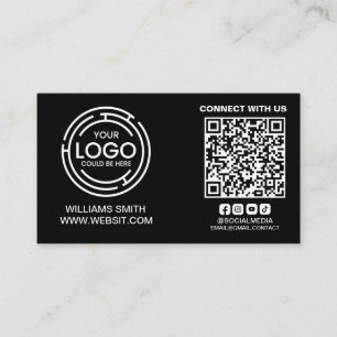 Connect with Us Social Media Qr Code Logo Simple Business Card