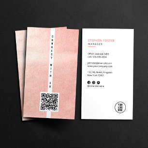 Connect With Us Social Media QR Code Logo white Business Card