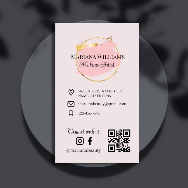connect with us, social media, qr code makeup chic business card (Creator Uploaded)