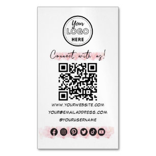 Connect With Us Social Media QR Code Minimalist Magnetic Business Card