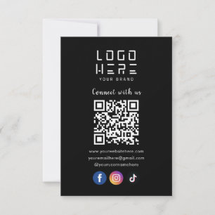 Connect With Us Social Media QR Code Modern Black Invitation