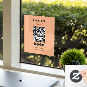Connect With Us Social Media QR Code Modern Orange