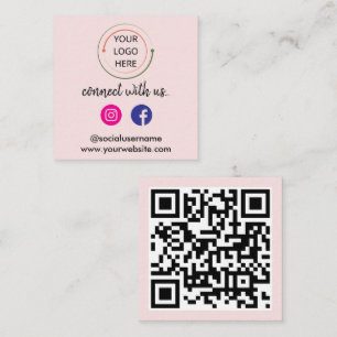 Connect with Us   Social Media QR Code Modern  Square Business Card