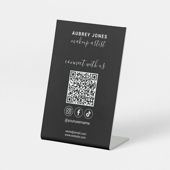 Connect with us Social Media Qr Code Pedestal Sign (Front)