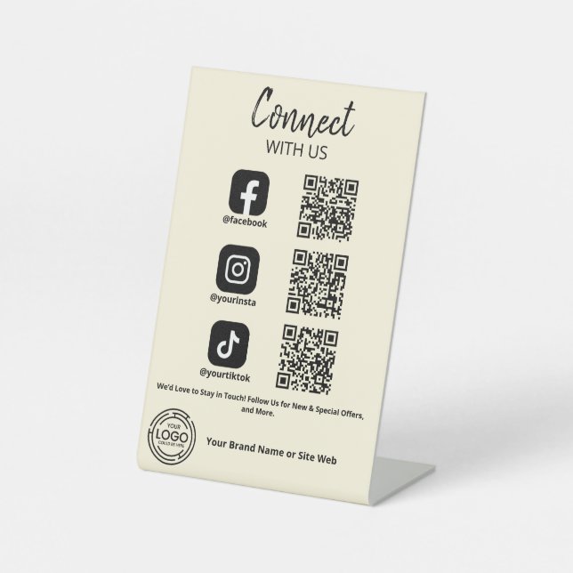 Connect with us Social Media QR code Pedestal Sign (Front)