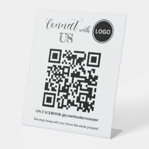 Connect with us Social Media QR code Pedestal Sign