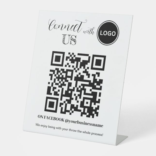 Connect with us Social Media QR code Pedestal Sign (Front)