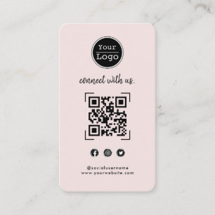 Connect with us   Social Media QR Code Pink Busine Business Card