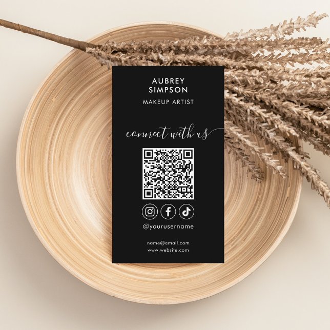 Connect With Us Social Media QR Code Script Business Card (Creator Uploaded)