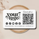 Connect with us Social Media QR Code White Business Card<br><div class="desc">Looking for a way to get your customers engaged with your socials and your website? Check out this Connect with us Social Media QR Code White Business Card. You can easily add a custom QR with a link to your website. You only have to fill in the url to your...</div>
