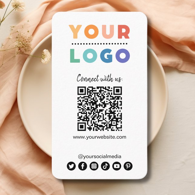 Connect with us Social Media QR Code White Business Card (connect with us business card white)
