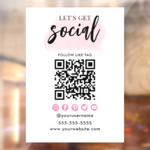 Connect With Us Social Media QR Code White Pink