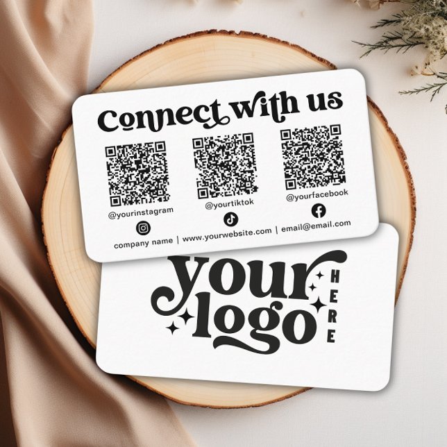 Connect with us Social Media QR White Business Business Card (Connect with us Social Media QR White Business Business Card)