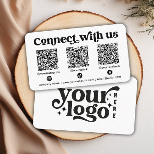 Connect with us Social Media QR White Business Card